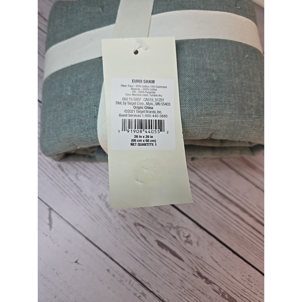 Casaluna Euro Sham Cotton Cashmere Blend Pillow Case 26" x 26" - Green *New* - Picture 5 of 6